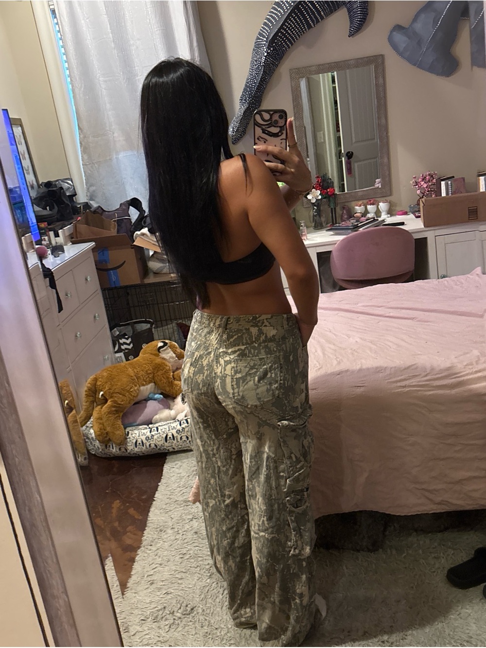 Rehab Lab Beige and Olive Camo Cargo Pants - Picture 2 of 4